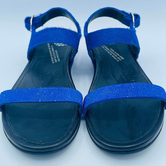 FitFlops Women's Supercomff US 7 Size 38 Black Royal Blue Textured Sandals - Picture 2 of 9